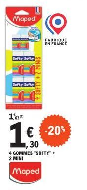 Offre Spéciale : Maped Softy Softy 4 Gommes + 2 Minis, Fabriqué en France, à 1€€€20% = 1,30€!