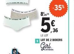 8,250  Girl  -35%  € ,36  LE LOT  LOT DE 2 BOXERS  ATHENA 