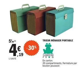 trieur ménager portable clementina frg: 20 compartiments +30% de réduc: 5,99€ seulement!