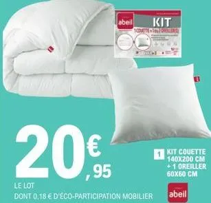 lot abeil : 1 couette hers + 1 oreiller à seulement 20,95 €, éco-participation incluse !