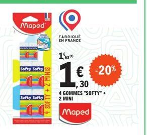 Promo : 20 % de réduction sur le Pack Maped Softy 4 Gommes + 2 Mini FABRIQUÉ EN FRANCE - 1€