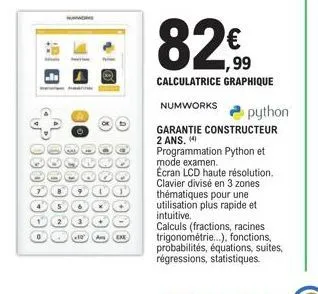 calculatrice graphique numworks python: garantie constructeur 2 ans, promo -99€