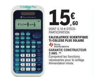 Calculatrice scientifique TI-Collège Plus Solaire TEXAS