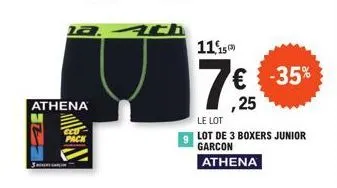lot de 3 boxers junior garçon athena -35%, 11,15€ : profitez de la promo!