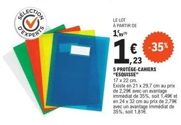 lot de 5 protège-cahiers esquisse 17x22cm à 1,89€ (-35%) - existe en 21x29,7 et 24x32cm à 2,29€ et 1,49€!