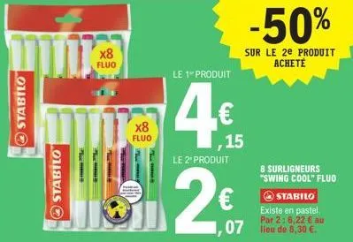 economisez 50% sur le stabilo fluorescent : uma x 8 + germana x 8 à 6,22€ au lieu de 8,30€ !