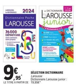 larousse la référence 2024 : dictionnaire poche à 9€95 - 76000 définitions & lli
