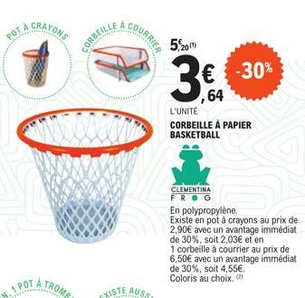 Basket à Papier Clementina Frog en Polypropylène -30% à 5,20€, +1 Pot à Crayons Gratuit !.