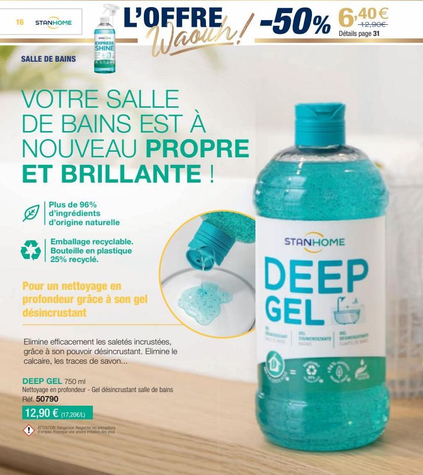 Stanhome Salle de Bains Shine E+02 Cercave - 50% de Réduction: 6.40€ - Plus de 96% d'ingrédients d'origine naturelle!