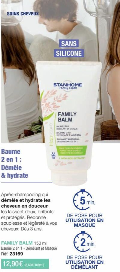 Stanhome Family Expert : Baume 2 en 1 Démêlant et Masque Balsamo 21, Hydratant et Sans Silicone ! Promo.