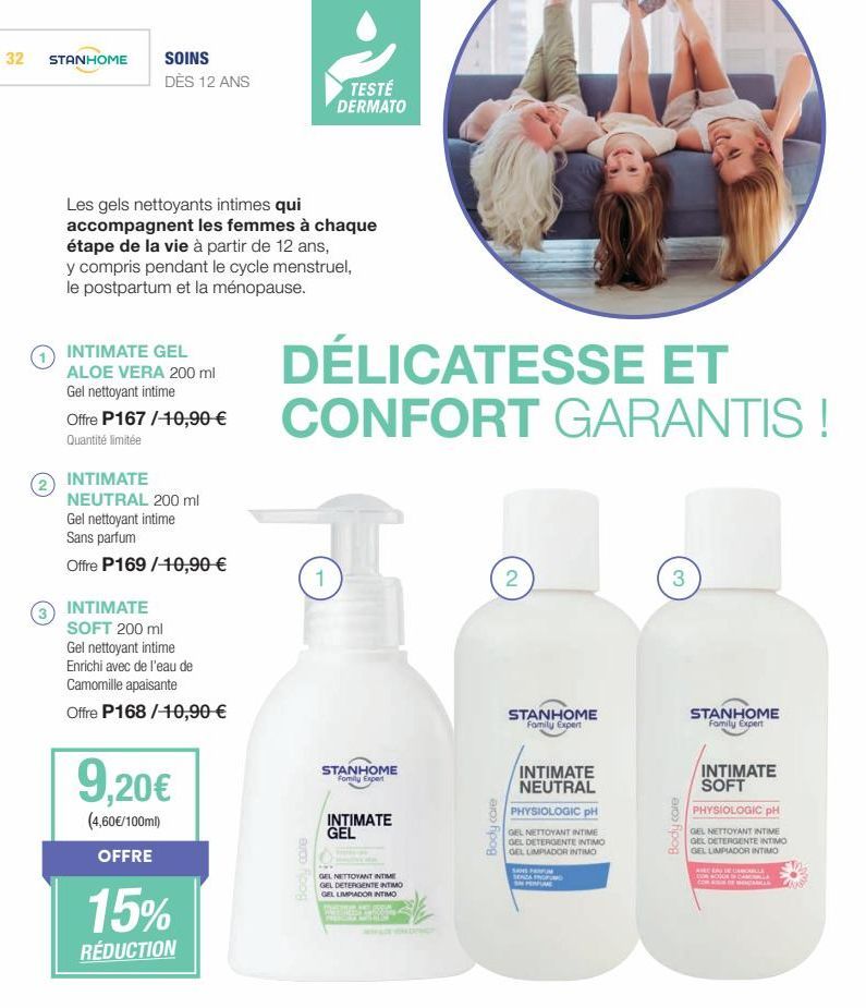 Stanhome - Soins Gels Nettoyants Intimes avec Promo: Dès 12 Ans et Spécialement Pendant le Cycle Menstruel, le Postpartum et la Ménopause.