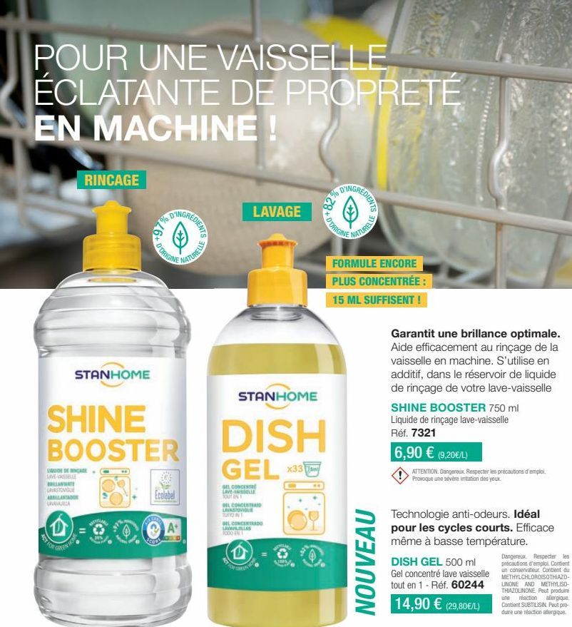 Stanhome Lave-Vaisselle Liquide de Rincage 20% OFF : Shine Booster pour une Propreté Éclatante en Machine !
