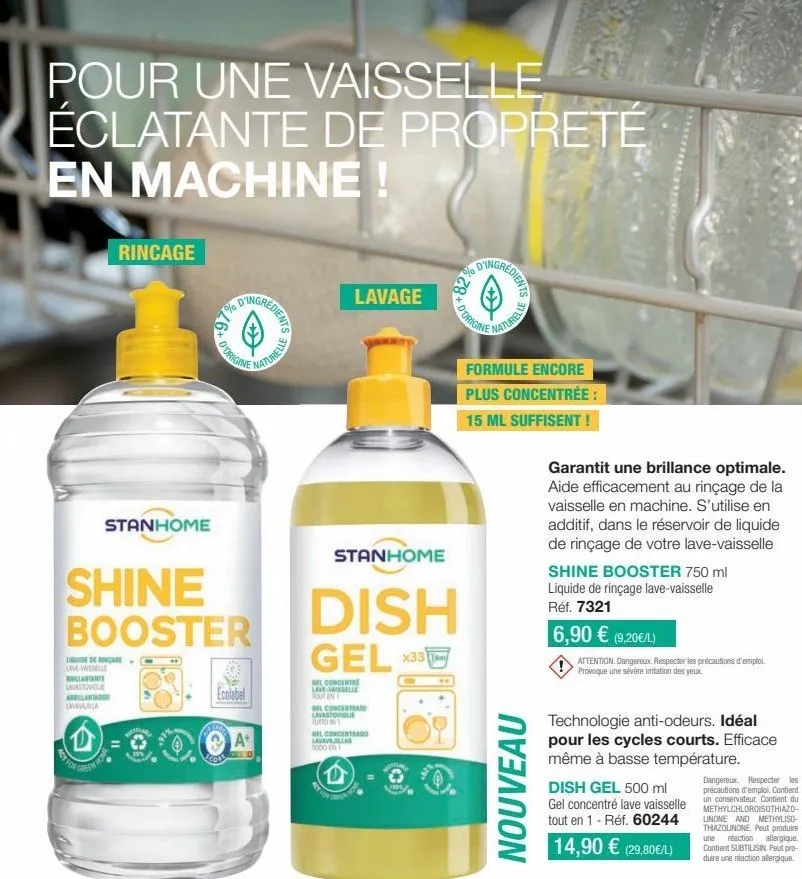 stanhome lave-vaisselle liquide de rincage 20% off : shine booster pour une propreté éclatante en machine !