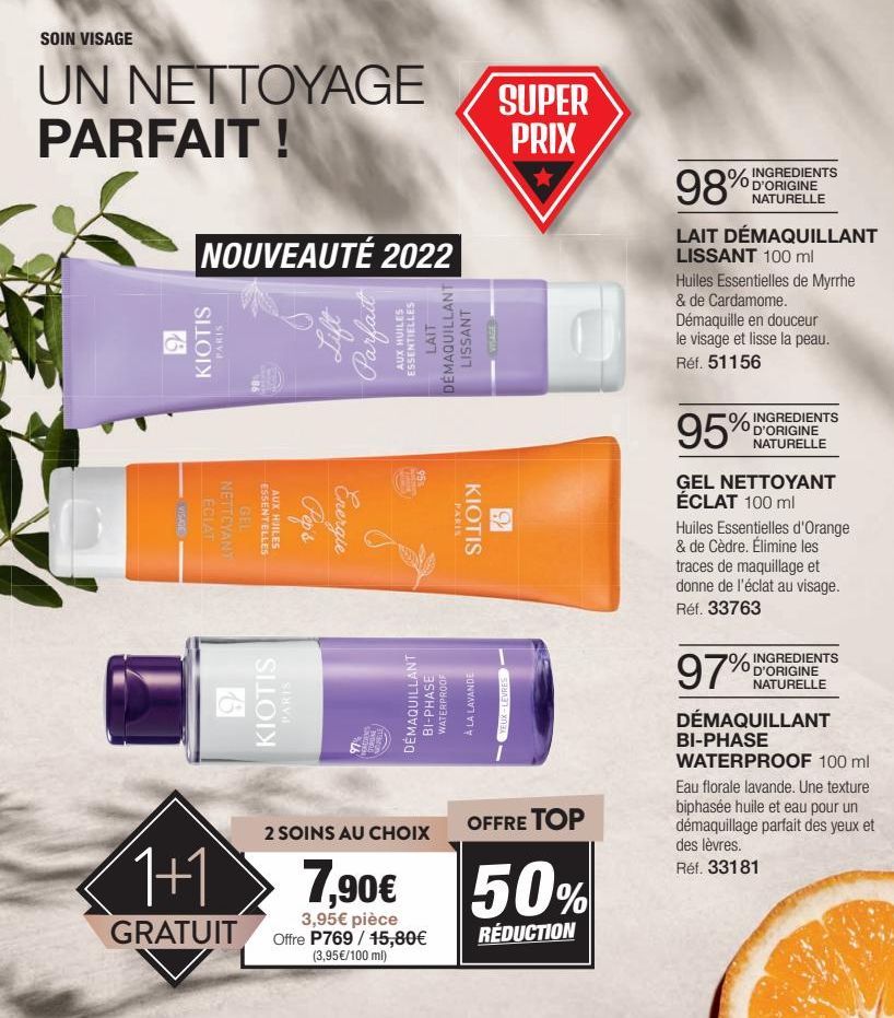 Le Nettoiyant Gel Kiotis Paris: 1+1 Gratuit, Parfait pour un Nettoyage Visage aux Huiles Essentielles - Nouveauté 2022!