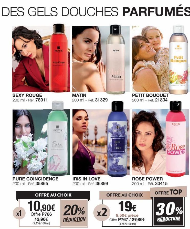 Gels Douche Sexy Rouge: 9 Kioti Faris + PURE Coincidence & Matin IRIS IN LOVE 2 - 200ml.