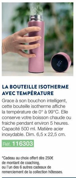 Le Bouchon Intelligent: Bouteille Isotherme Température Modifiable 0°-99°C/Boisson Chaude/Fraiche 5H.