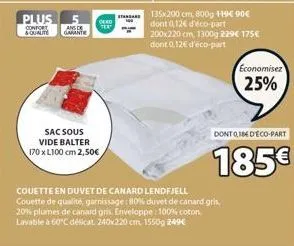 deko tea sac sous vide balter - 170x100cm à 2,50€ et 135x200cm 800g à 90€ - qualité & confort garantis!