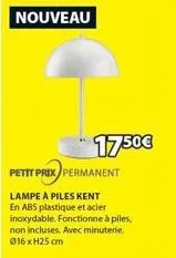 lampe à piles kent, 1750€ permanents! abs plastique & acier inoxydable, minuterie incluse. ø16 xh25 cm