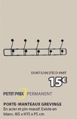 Affaire à saisir - Donto 10 Deco-Part 15€ : Porte-Manteaux Grievinge en Acier et Pin Massif 165xH15xPS cm