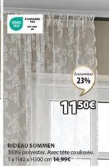 Rideau Sommen DEKO - 100% Polyester - Tête Coulissée - 1x1140xH300cm - Promo 23% 14,99€ - 1150€ chez Economos