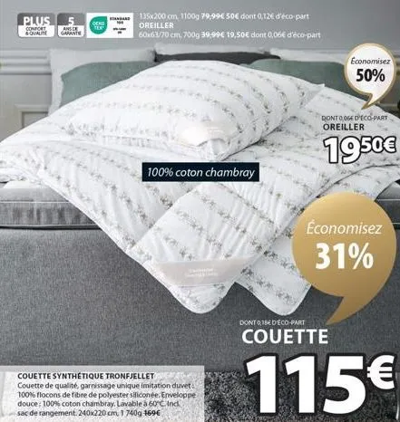 tronfjellet : couette synthétique de qualité, garnissage unique, enveloppe douce - 5 ans de garantie confort & qualité.