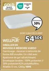 5450€ vardo oreiller en mousse à mémoire de forme air - économisez 50%, dont gold qualité exclam deko tex standard!