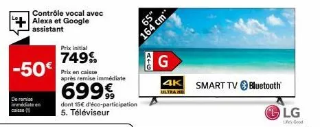 téléviseur à écran hd: -50€ de remise et 599€ à l'achat!