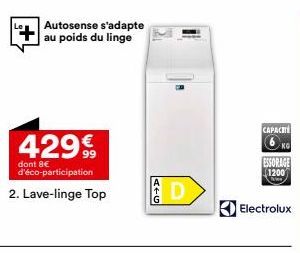 Profitez d'un Lave-linge Top AFG 6KG Éssorage Electrolux avec Autosense à seulement 1 200 € dont 8 € d'éco-participation !