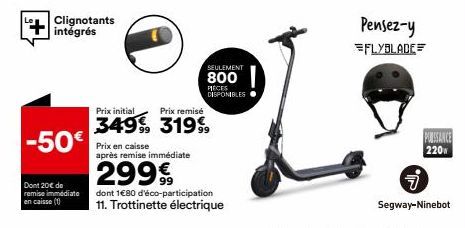 Trottinette Electrique avec Clignotants Intégrés -50€ et Remise Immédiate en Caisse -20%!