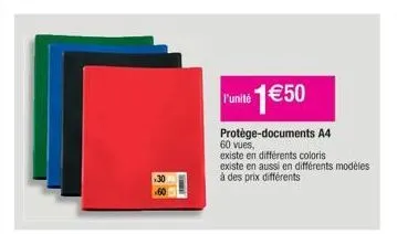 protège-documents a4 60 vues : existe en différents coloris et modèles ! prix de l'unité à seulement 1,50 € !