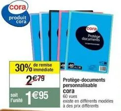cora - remise immediate de 30% sur les protège-documents personnalisable à partir de 1€95/unité - 60 vues!