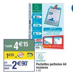 Jouez les ECONOMES avec les Poches Perforées A4 incolores EXACOMPTA - 50% de réduction à partir de 4,15€.