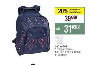 Little Karl Marc John Sac à dos - 20% de Remise | 2 Compartiments, 32x24.5x42 cm, Polyester | 39€90 -> 31€92