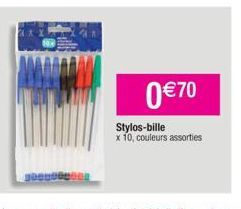 0 €70  Stylos-bille  x 10, couleurs assorties 