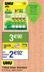 UHU Stic Fanatur : Pack Promo 5 x 8,2 g en Plastique Recyclé dès 3,90€!