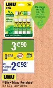 uhu stic fanatur : pack promo 5 x 8,2 g en plastique recyclé dès 3,90€!
