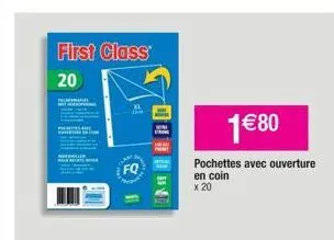 first class  20  fq  11  1 €80  pochettes avec ouverture en coin x 20  