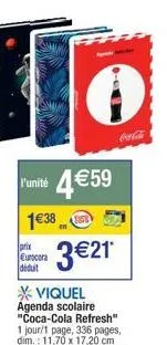 agenda scolaire coca-cola refresh à seulement 3,21€ - 1 jour/1 page, 336 pages, dim.: 11,70 x 17,20 cm