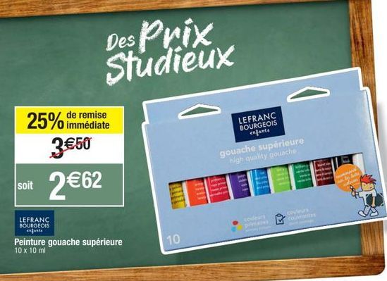 25% de Réduction Immédiate : 10x10ml Gouache Supérieure High Quality LEFRANC BOURGEOIS Enfants à 2€62!