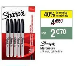 offre spéciale : marqueurs sharpie pointe fine 40% de réduction - 4€50 seulement!
