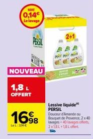Profitez du Pack 2x1 PERSIL : Lessive Liquide Douceur d'Amande ou Bouquet de Provence - 2x181L + 40 Lavages offerts!.