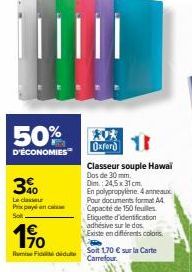 Classeur Souple Hawai: 50% D'ÉCONOMIES, Prix Payé 1,70 € avec la Carte Carrefour!