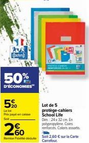 Lot School Life 5 Protège-Cahiers: 50% Off + 5% Priepayen - Dim.24x32cm, Polypropylene, Coins Renforcés. Coloris Assortis.