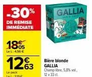 lel:456 €: découvrez le pack de 12 bières blondes gallia 5.8% vol. avec -30% de remise immédiate!