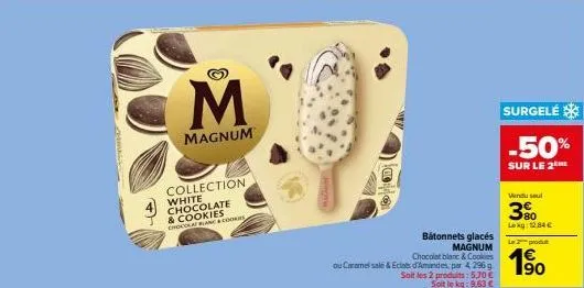 offre spéciale : magnum collection white chocolate & cookies, caramel salé & amandes, 296 g!