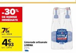 Offre Énorme : Profitez de 30% de REMISE IMMÉDIATE sur la Limonade Artisanale LORINA 2x1L, Pack 20%!