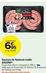 Offre Spéciale : Saucisses de Toulouse Roulées SOCOPAIN, 800 g - Façon Charcutière.