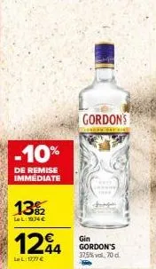 découvrez notre promo: gordon's gin 37,5% à 70 d, moins 10% de remise immédiate ! prix : 1244 lel (1277 lel initial).