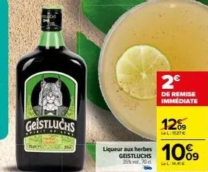 geistluchs : une liqueur aux herbes à 35% vol. à 2€ de remise immédiate