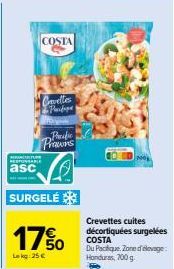 Crevettes Cuites Décortiquées Surgelées COSTA de Pacifique à 25 € - 700 g, avec une Réduction de 17%.